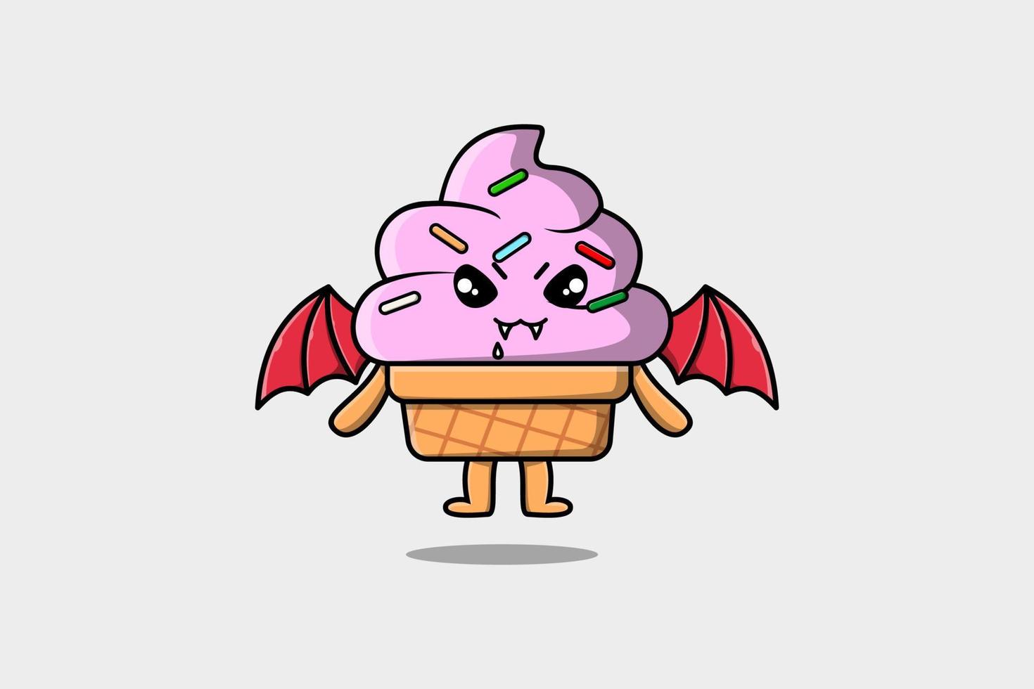 Cute mascot cartoon Ice cream character as dracula vector