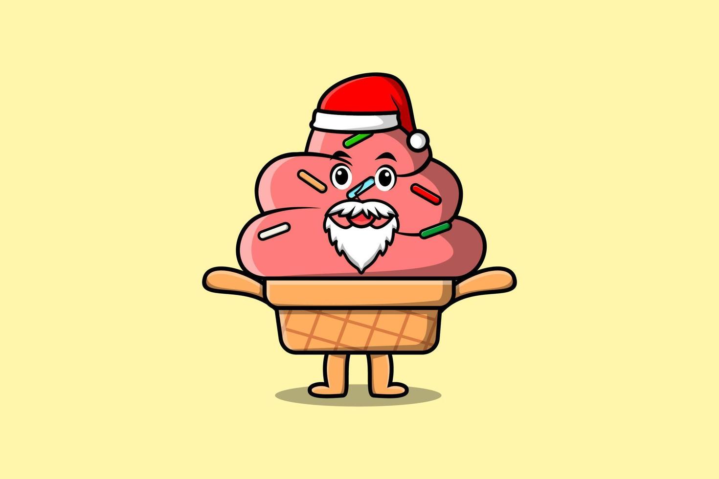 Cute Cartoon Ice cream santa claus character vector