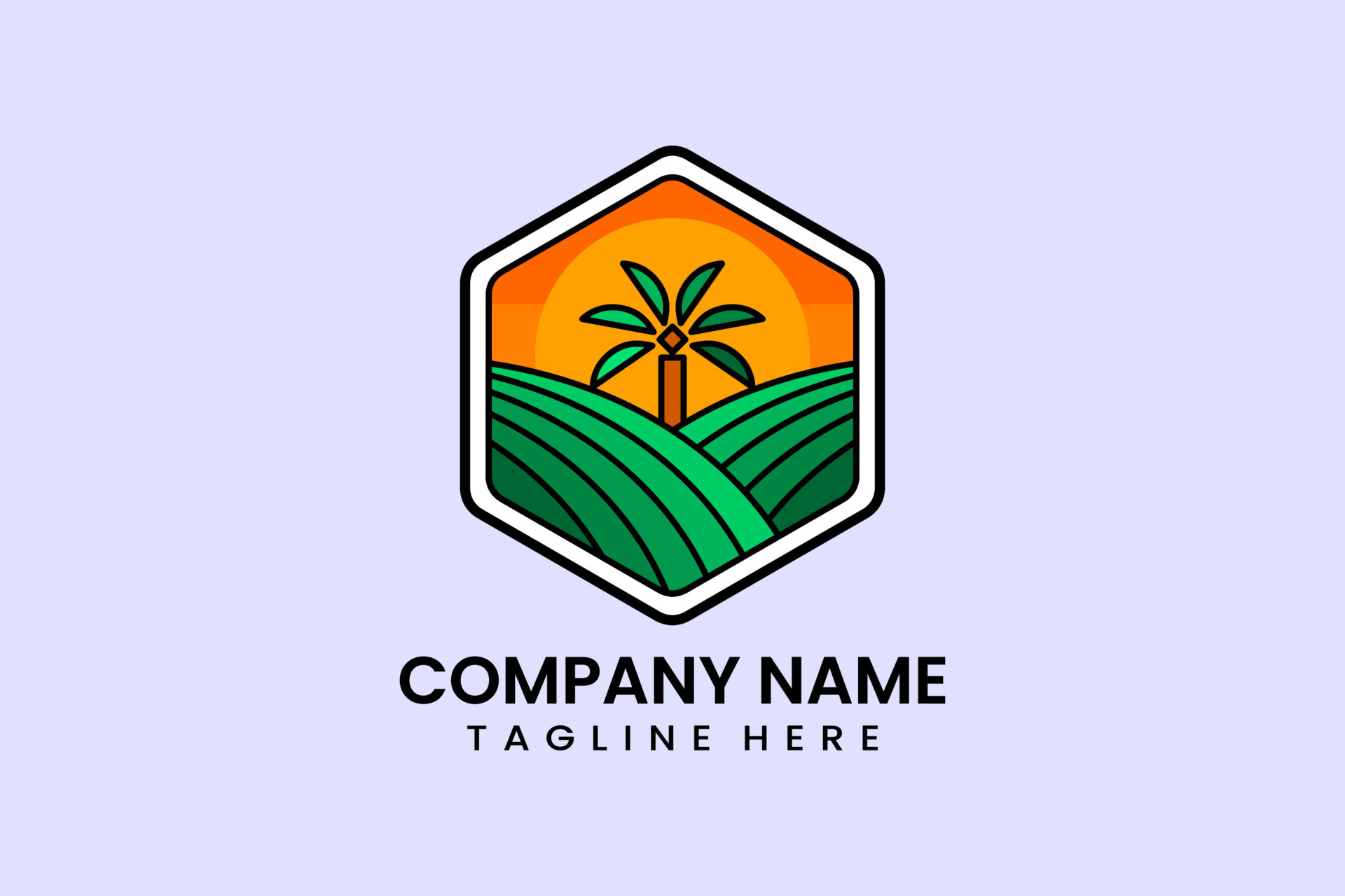 Flat palm tree farm logo template design icon logotype vector art