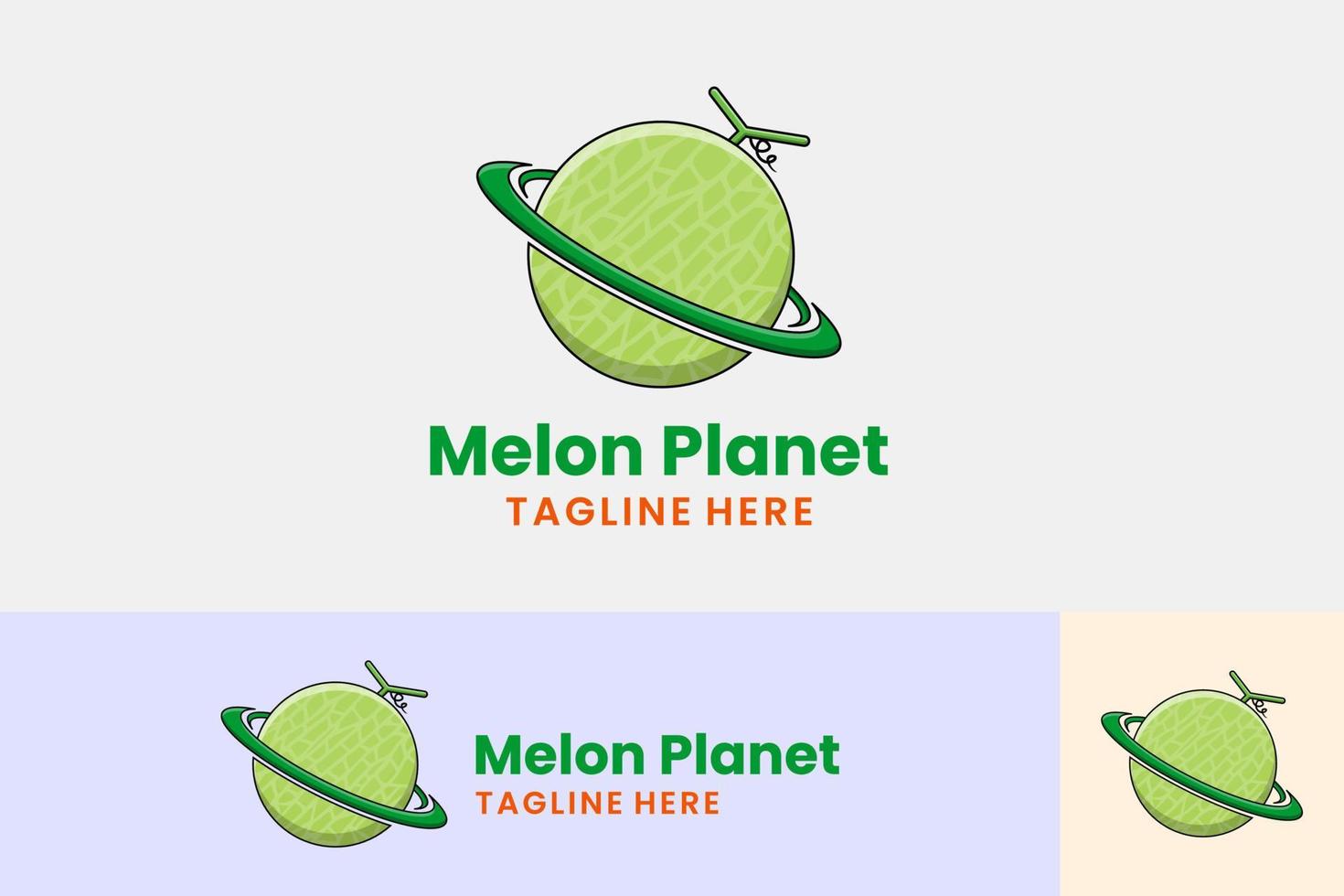 Flat Melon planet logo template design logotype vector