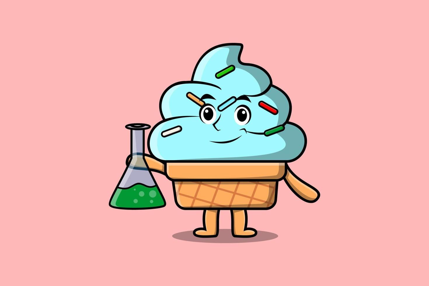 Cute cartoon character Ice cream as scientist vector