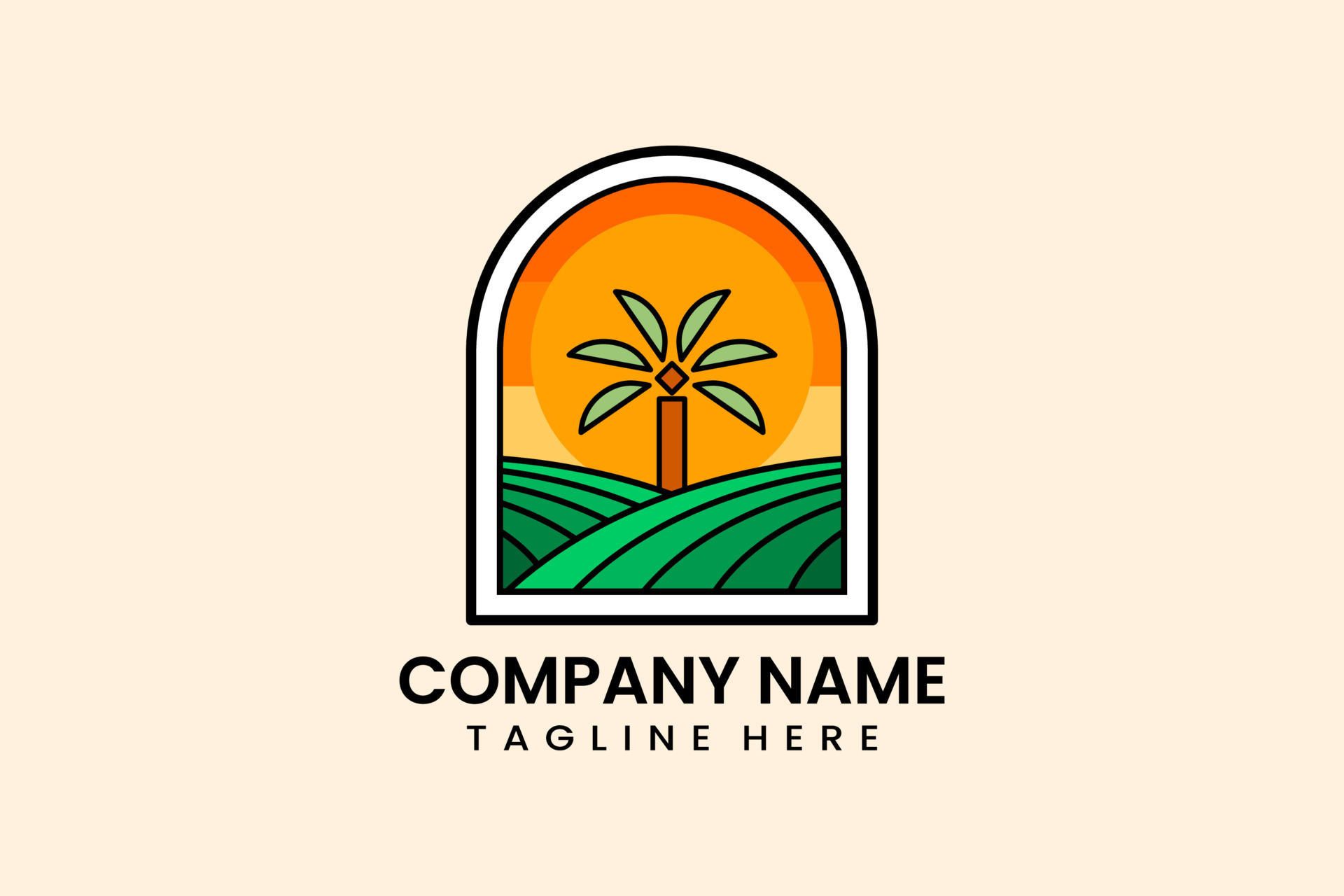 Flat palm tree farm logo template design logotype 14573408 Vector Art