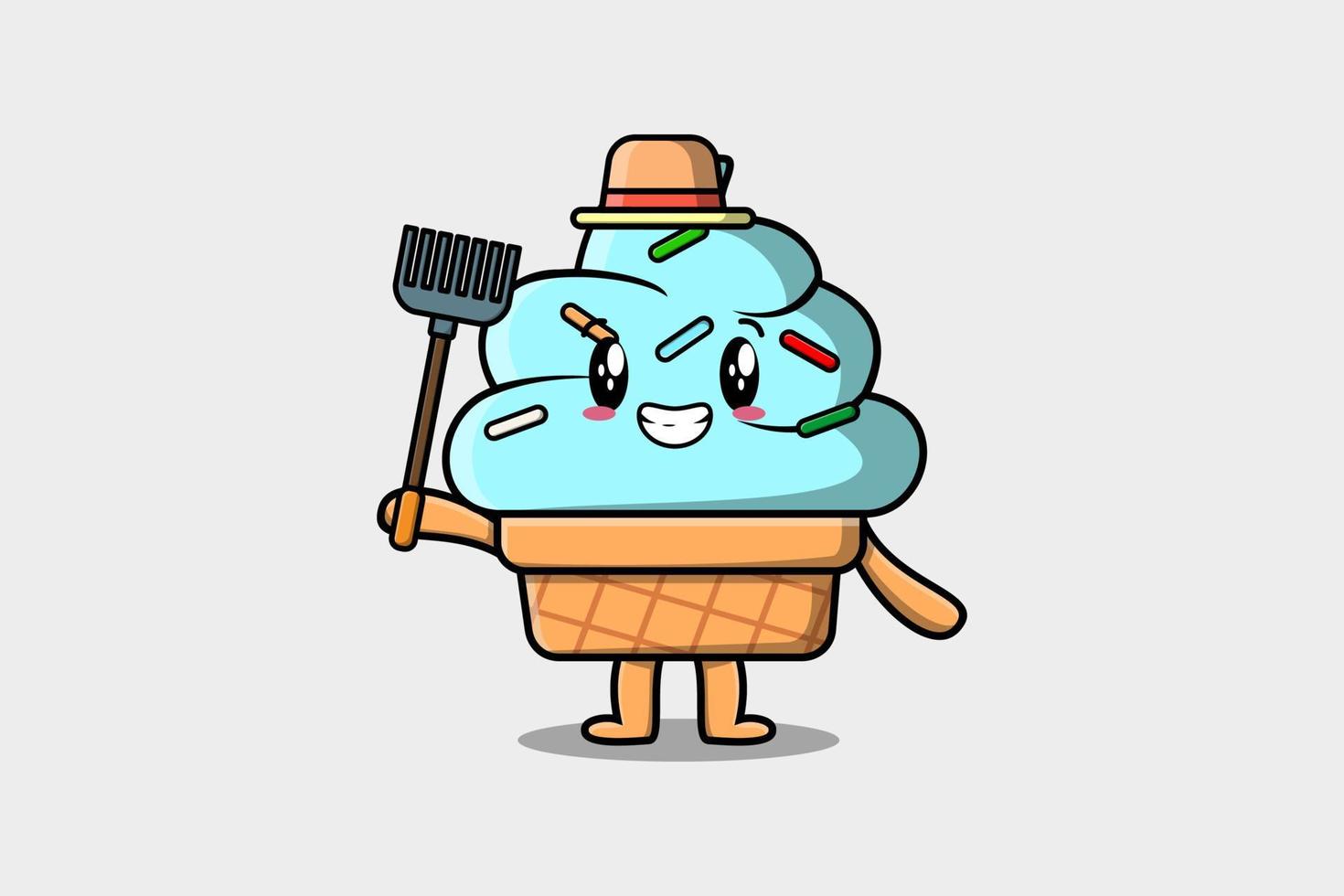 Cute cartoon Agricultural worker Ice cream vector