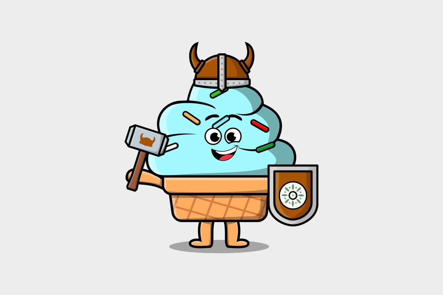 Cute cartoon character Ice cream viking pirate vector