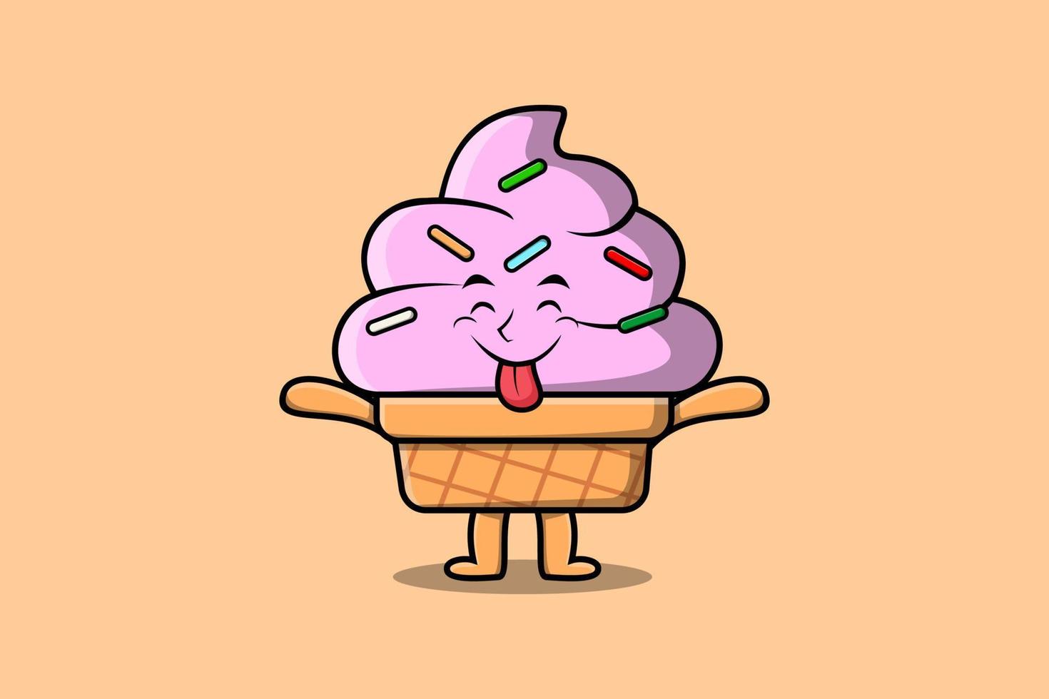 Cute cartoon Ice cream with flashy expression vector