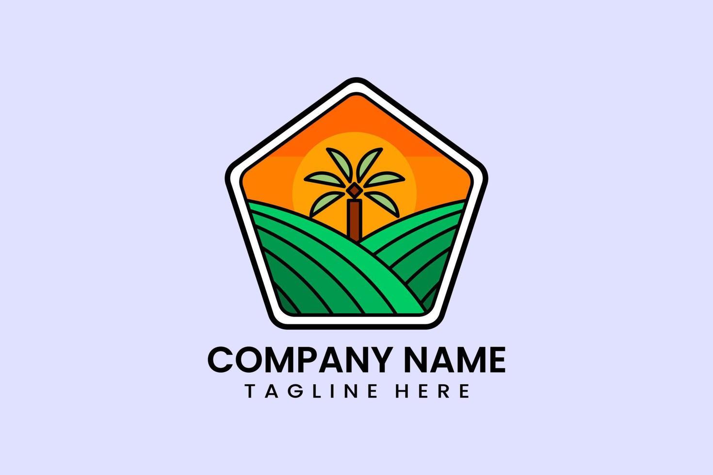 logotipo de diseño de plantilla de logotipo de granja de palmeras planas vector