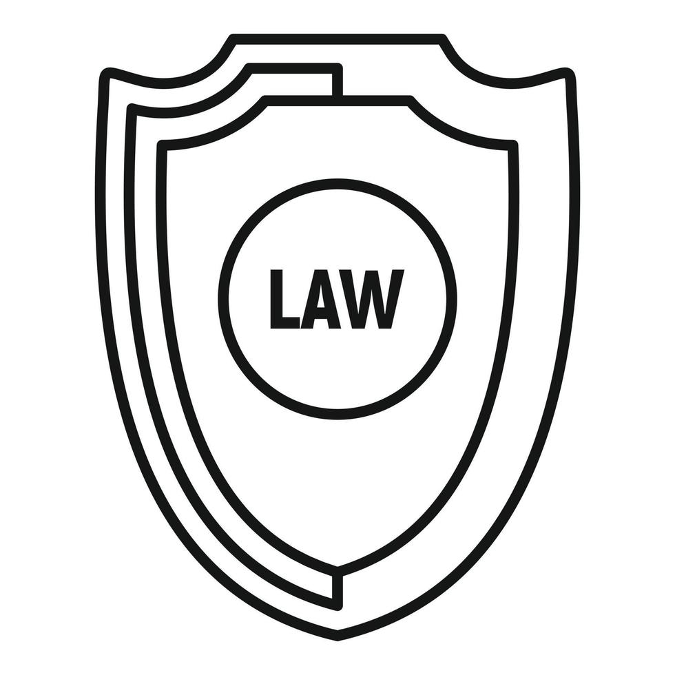 Law shield icon, outline style vector