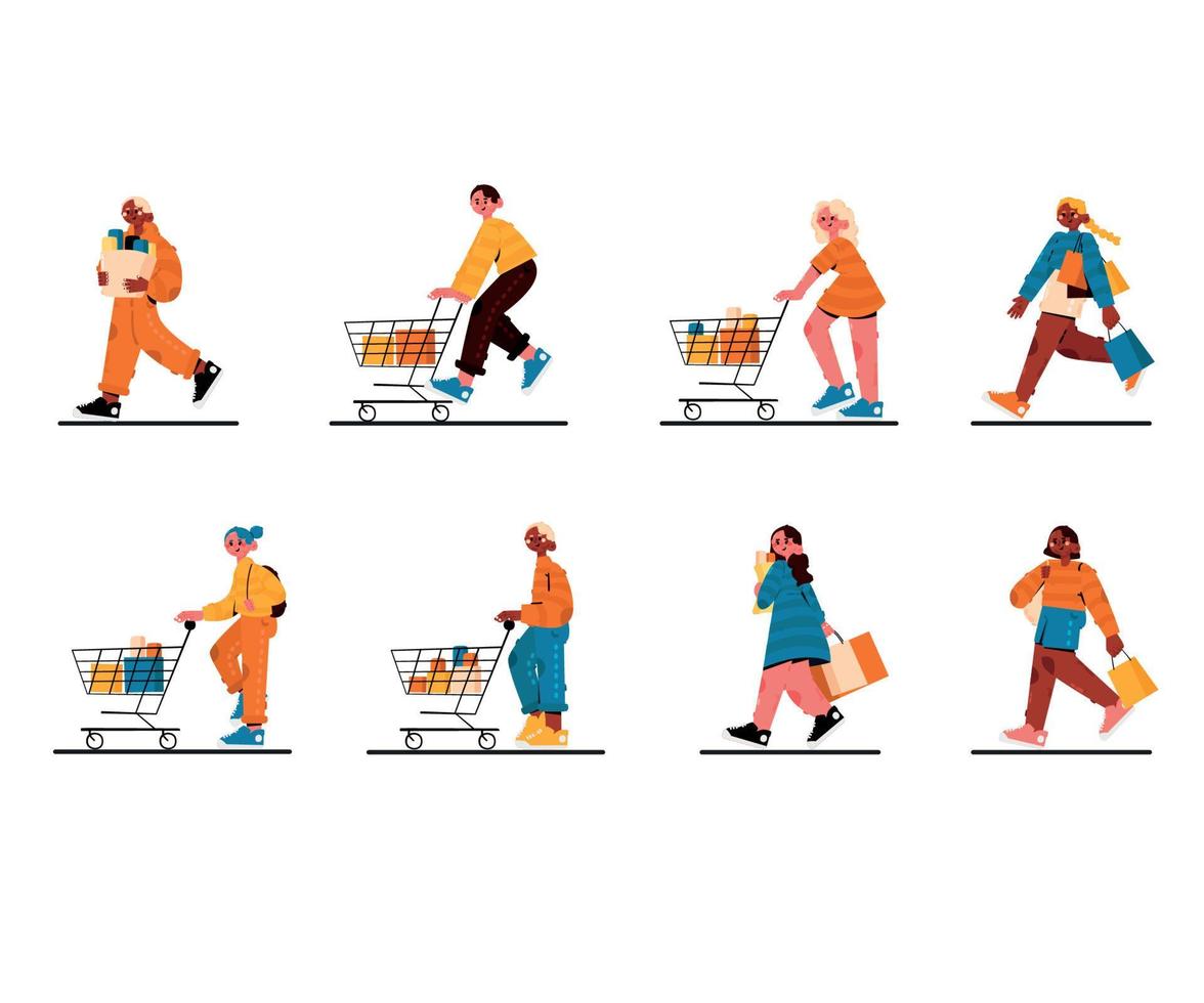 People Run for Black Friday Sale Illustration vector