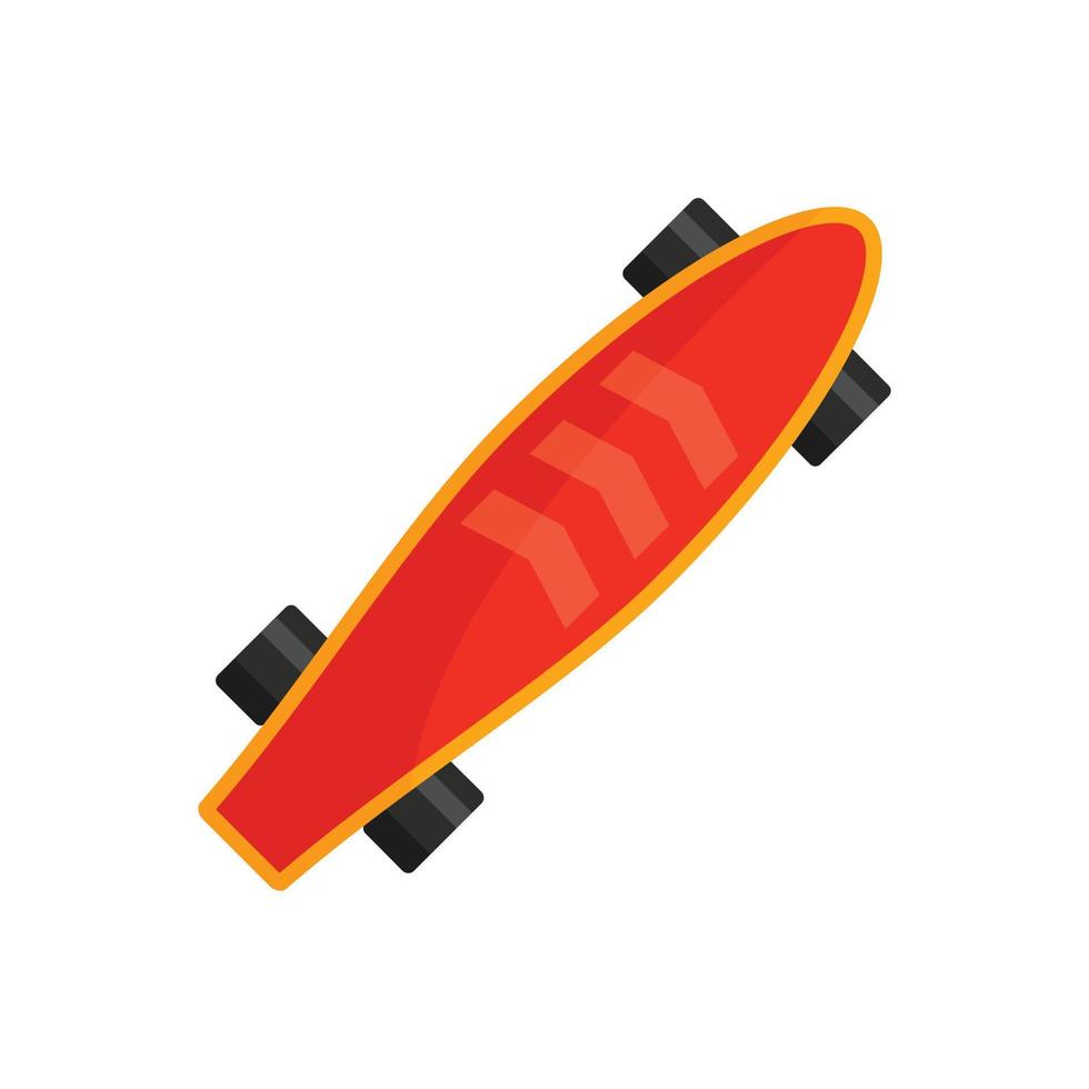 Cute longboard icon, flat style vector