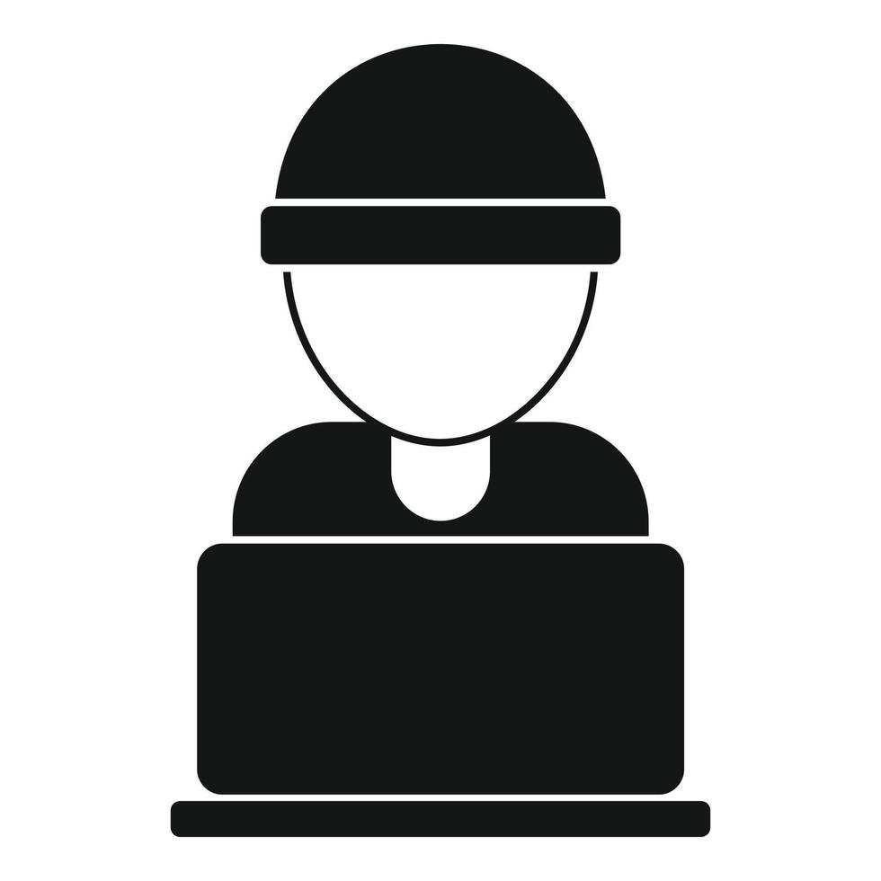 Hacker laptop icon, simple style vector