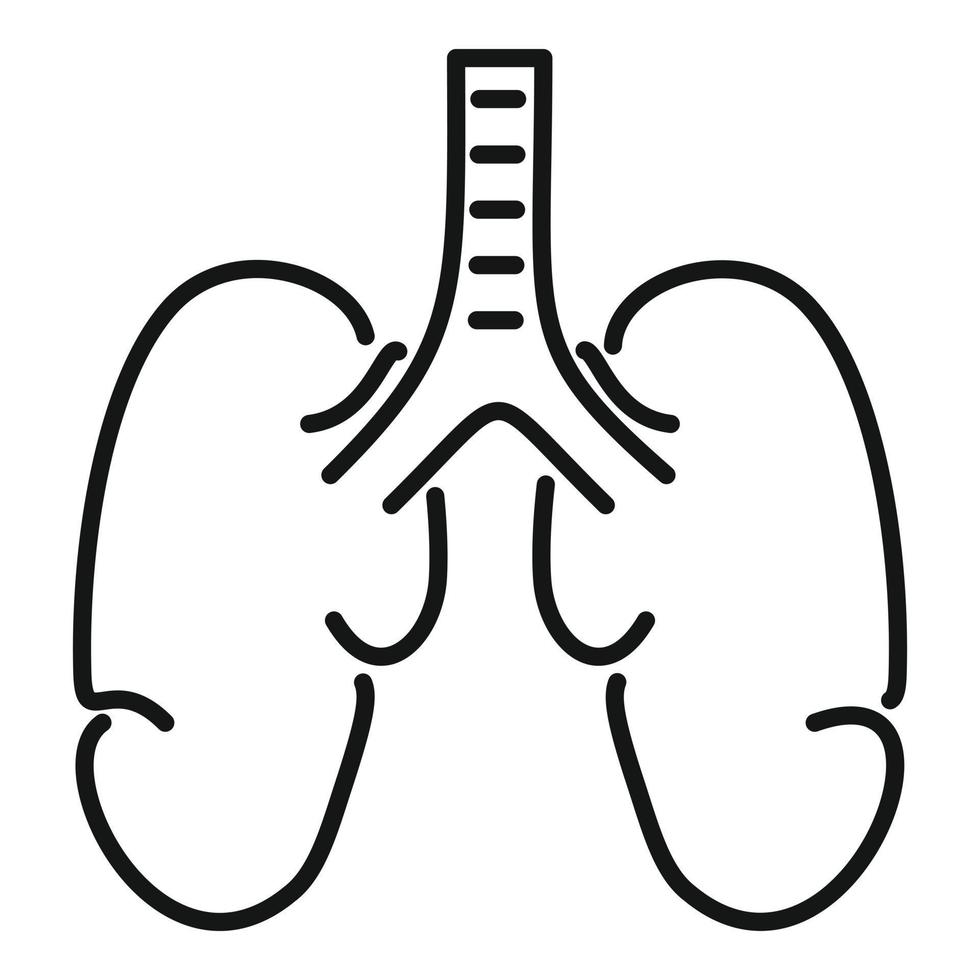 icono de pulmones sanos, estilo de esquema vector