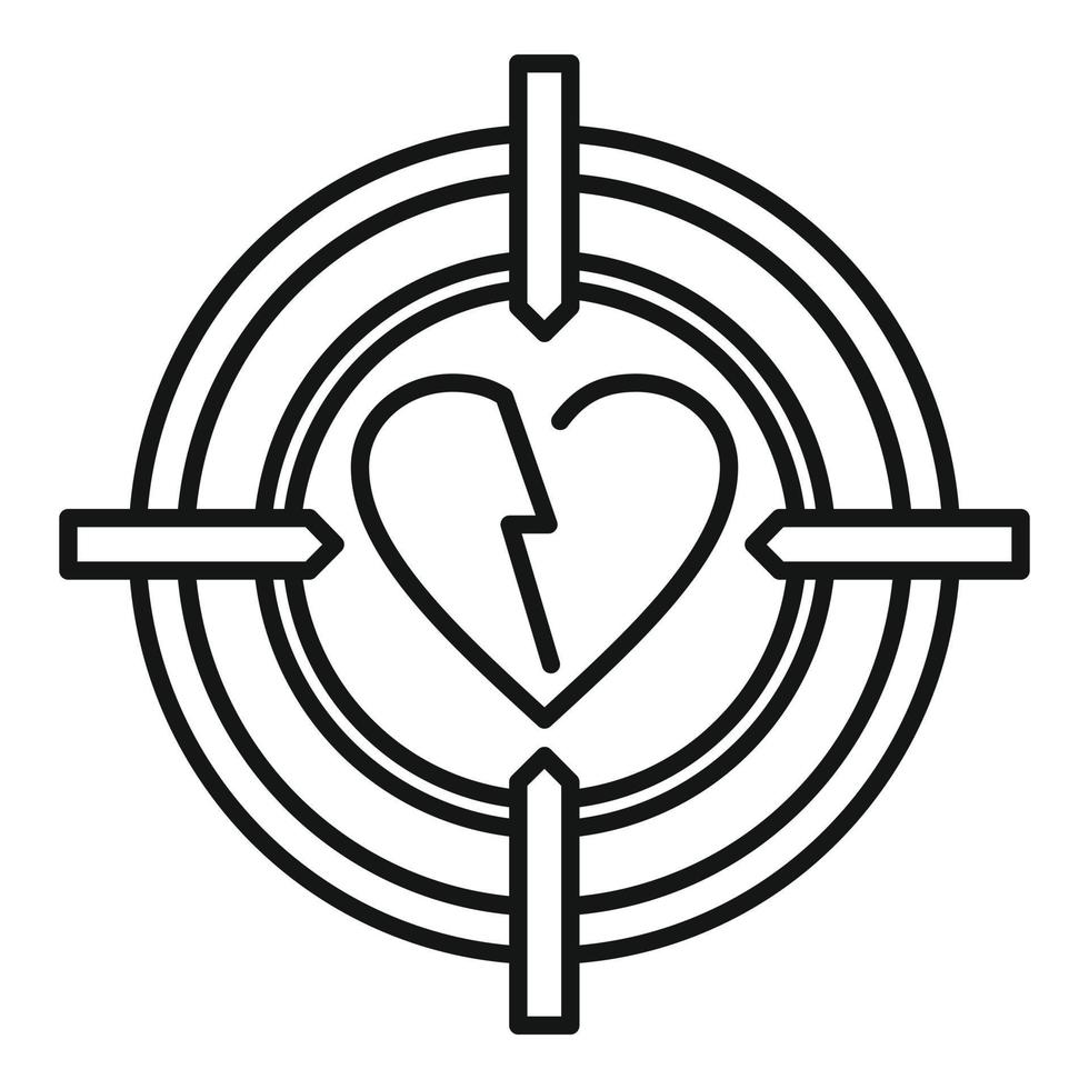 Divorce heart target icon, outline style vector