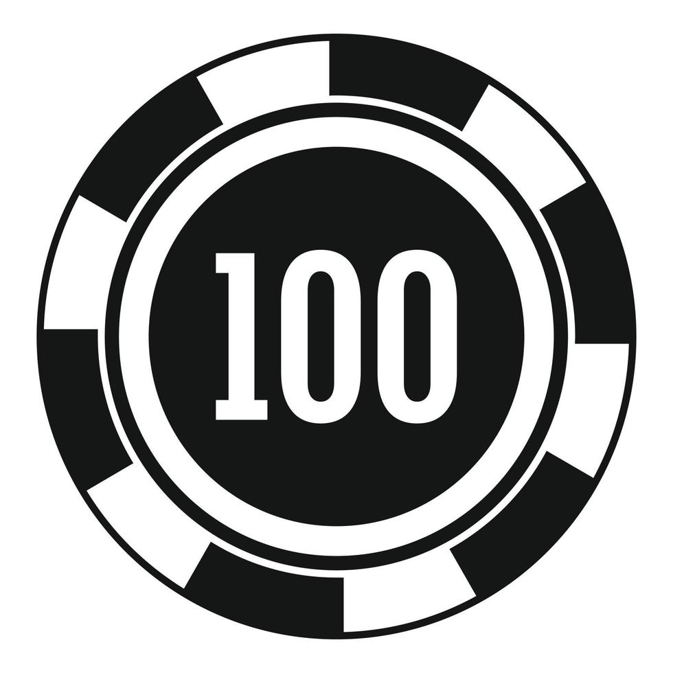 Casino chip 100 icon, simple style vector