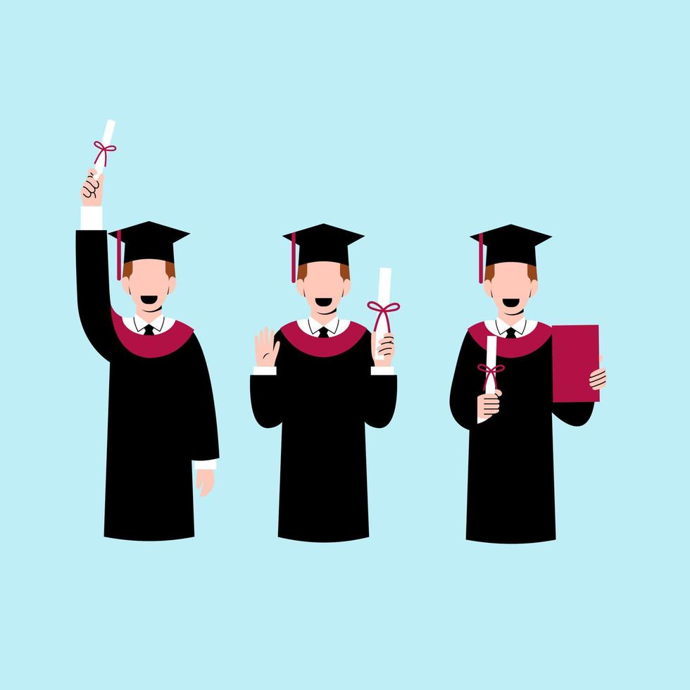 Set Of Man Graduation Character vector