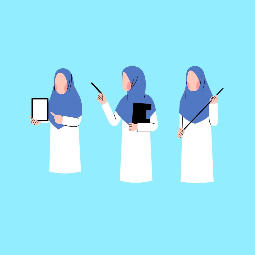 conjunto de personajes de profesor de hijab vector