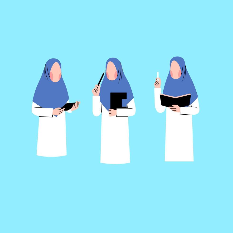 Set Of Hijab Teacher Character vector
