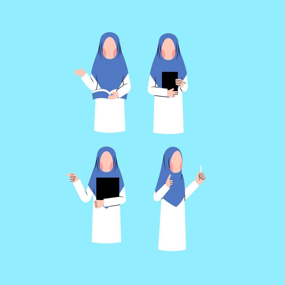 Set Of Hijab Teacher Character vector