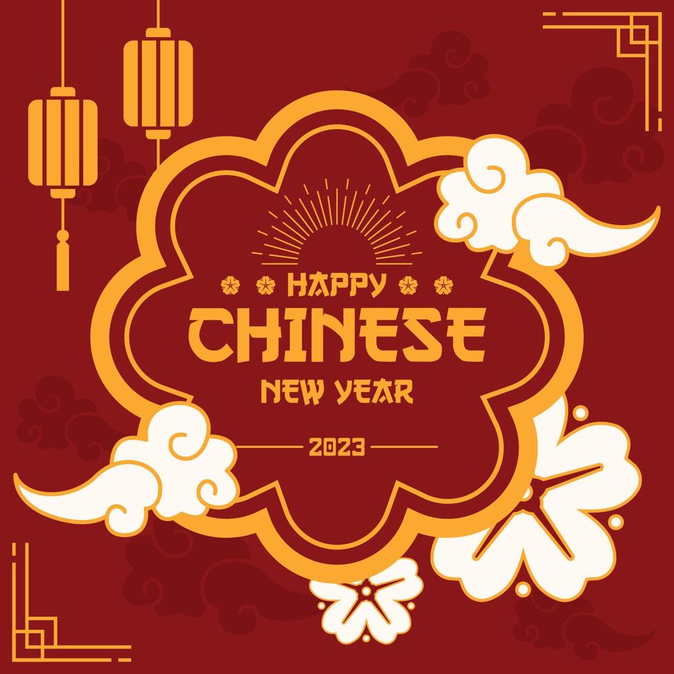 flat banner chinese new year background vector