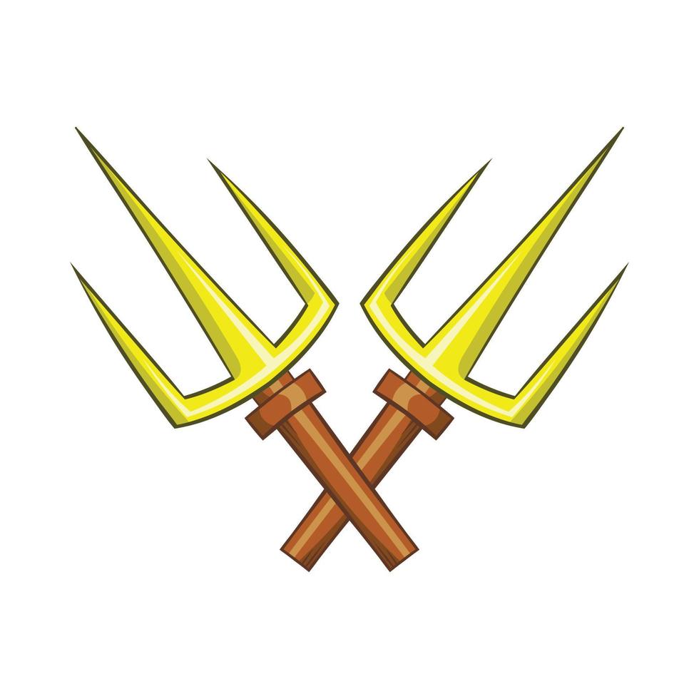 Sai ninja weapon icon, cartoon style vector