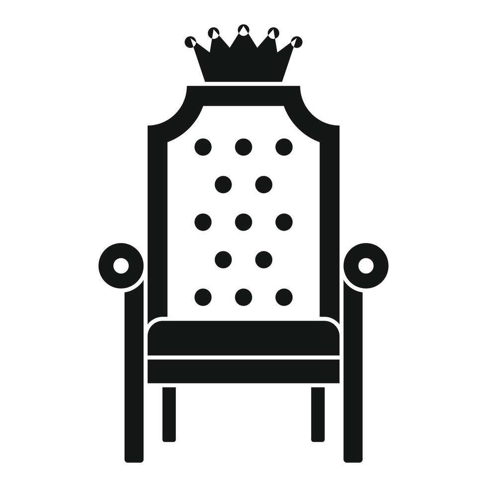 icono de sillón rey, estilo simple vector
