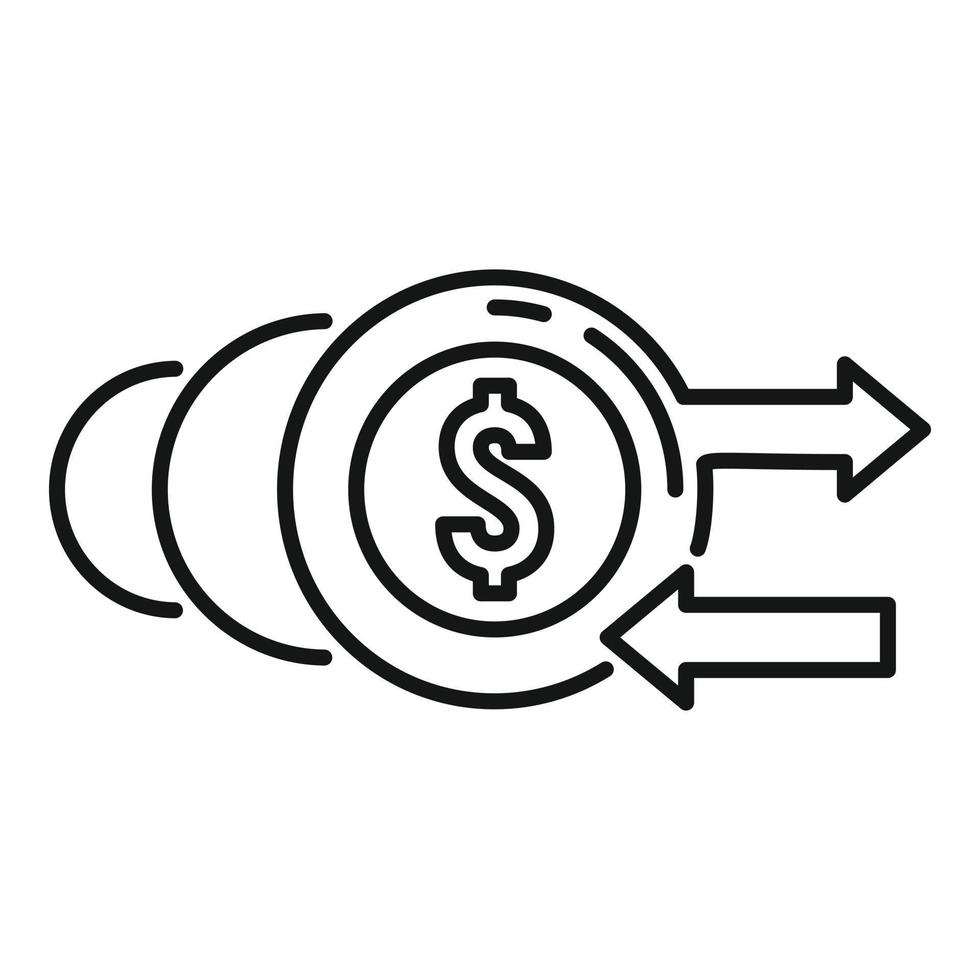 icono de monedas de dinero de descuento, estilo de contorno vector