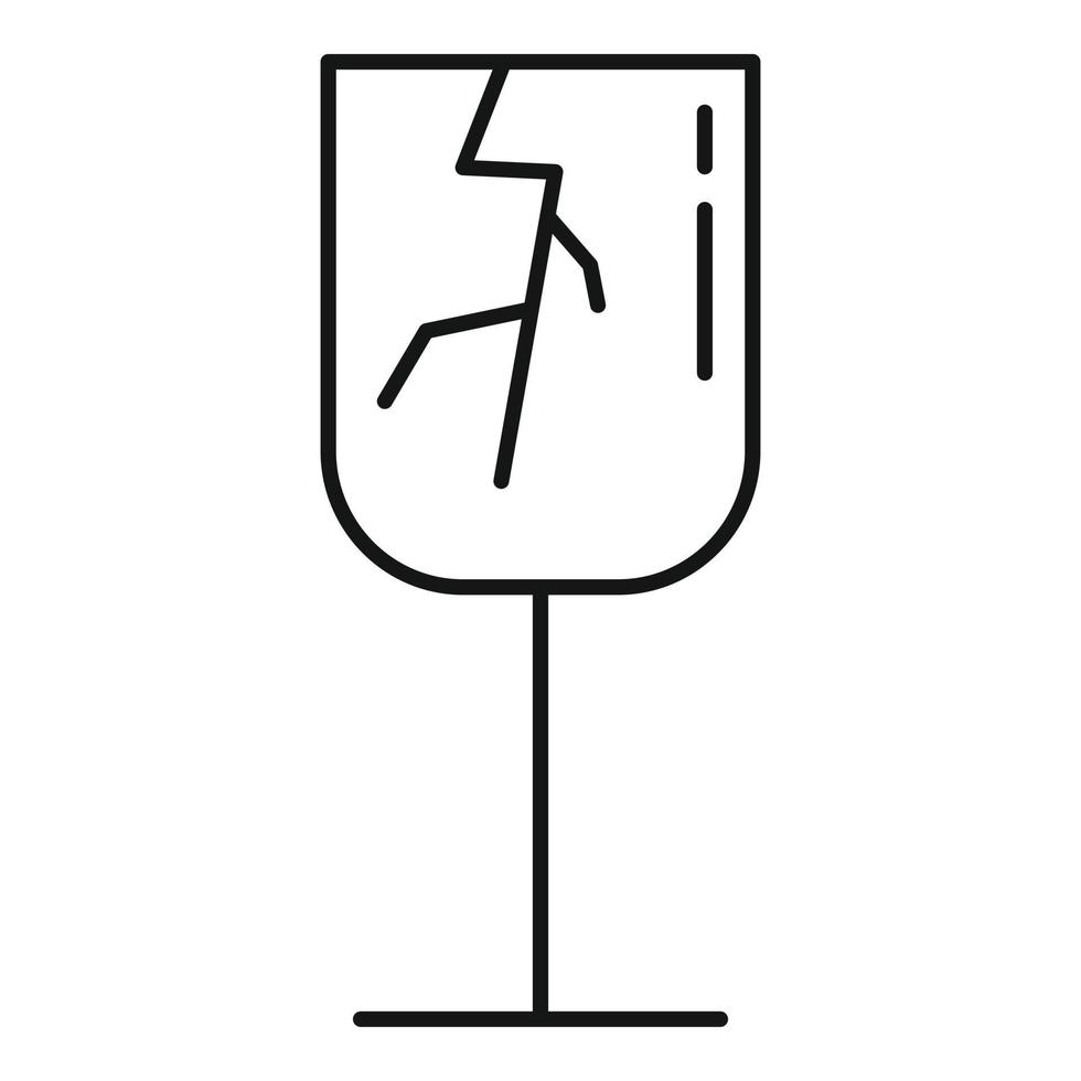 Cracked champagne glass icon, outline style vector