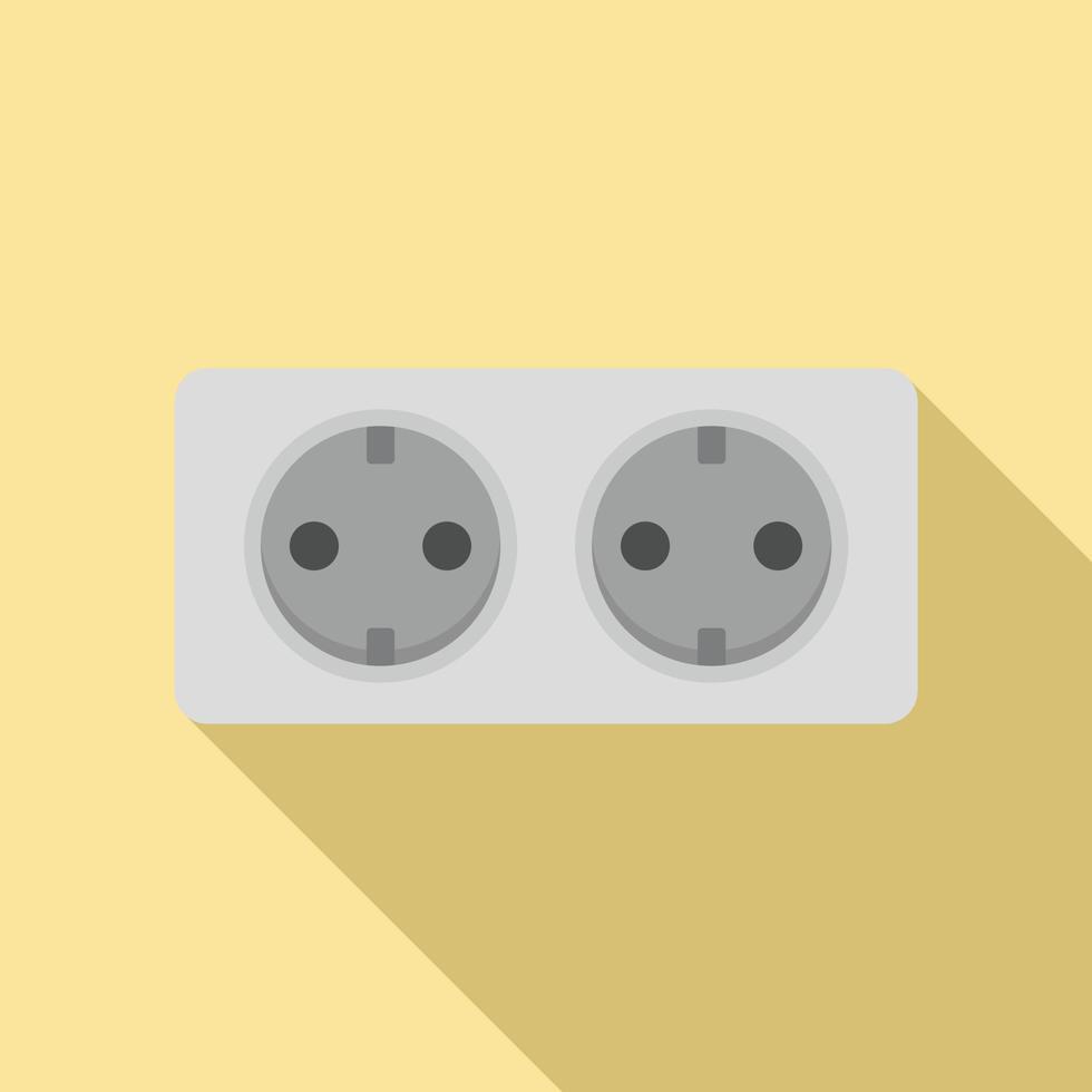 Double wall power socket icon, flat style vector