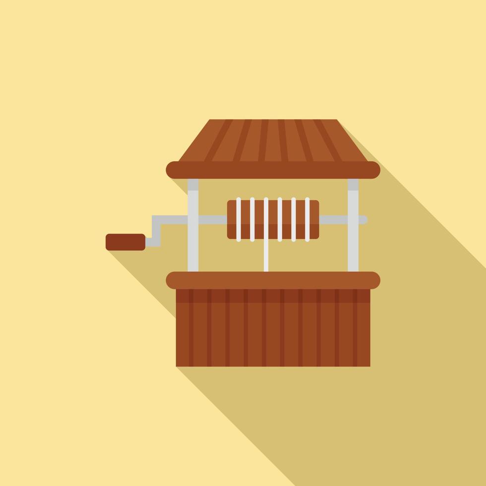 Village water well icon, flat style vector