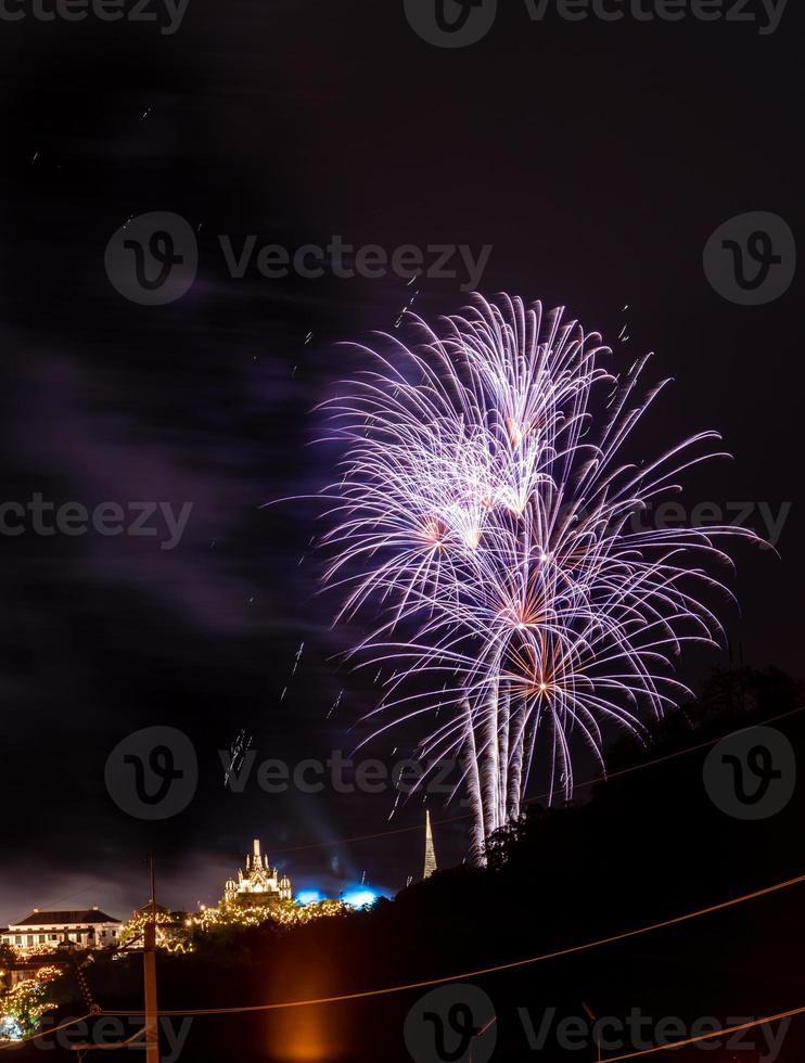 fireworks celebration in the dark sky photo