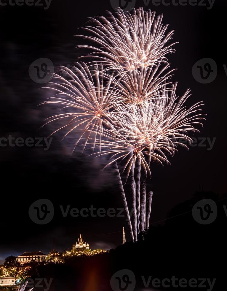 fireworks celebration in the dark sky photo