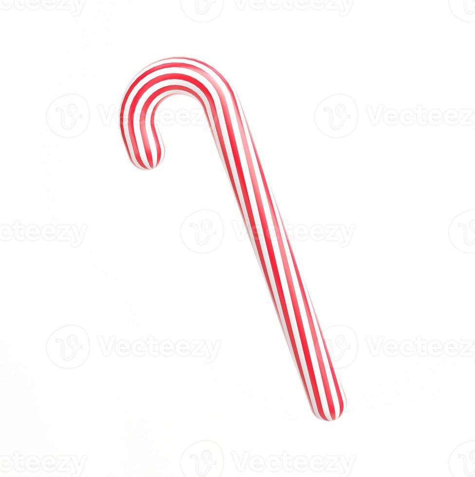 bastón de caramelo aislado sobre fondo blanco. navidad y año nuevo background.candy cane xmas.3d renderizado, ilustración foto