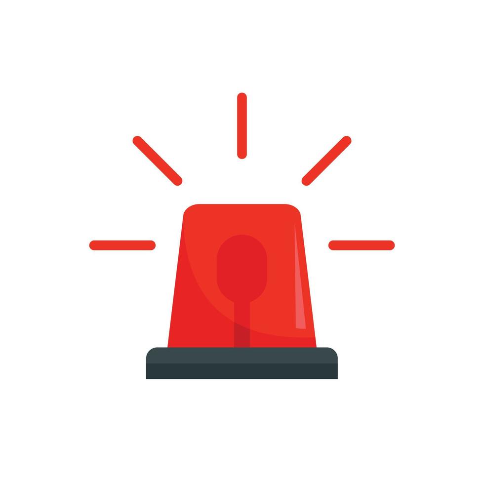 Red police flasher icon, flat style vector