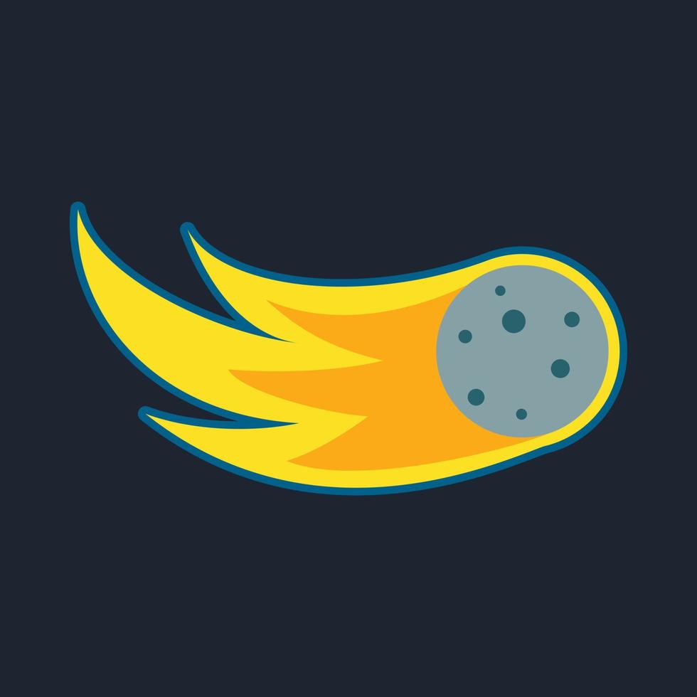 Comet, fireball or meteor icon, cartoon style vector