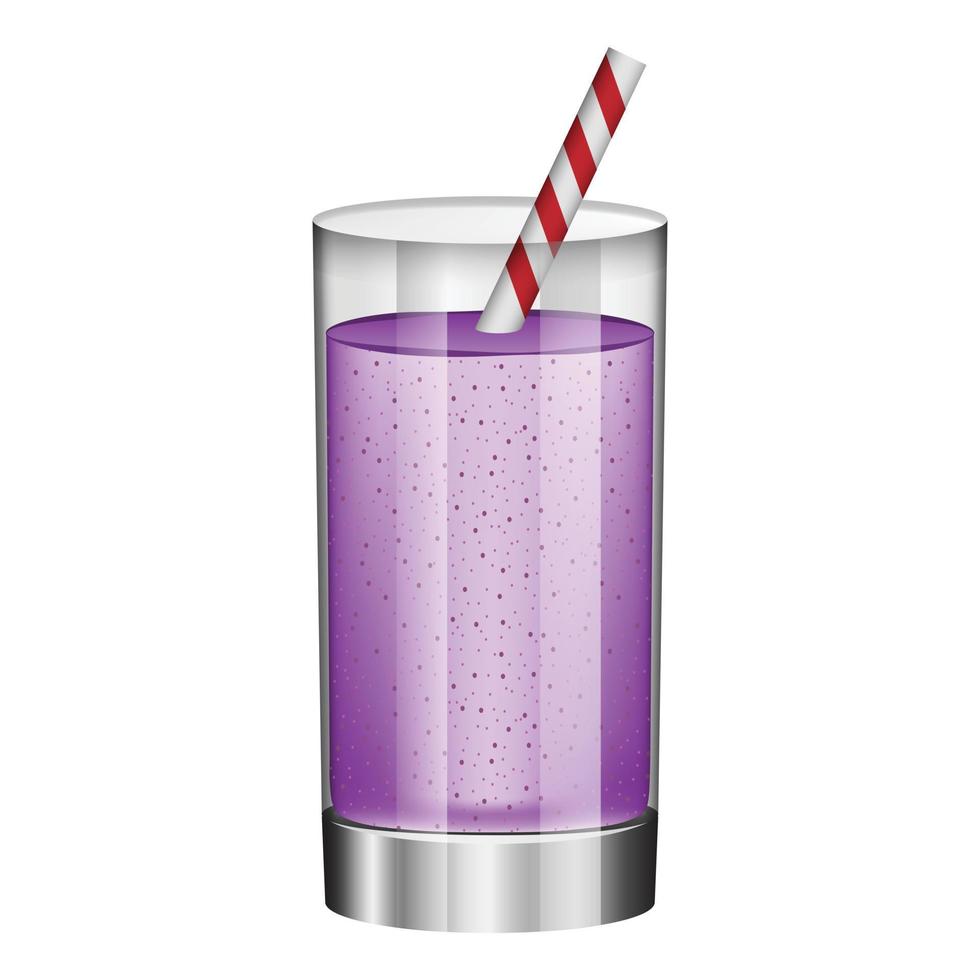 Violet smoothie in glass mockup, realistic style vector