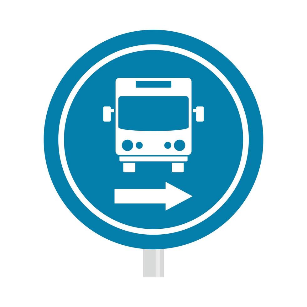 Circle bus station sign icon, flat style vector