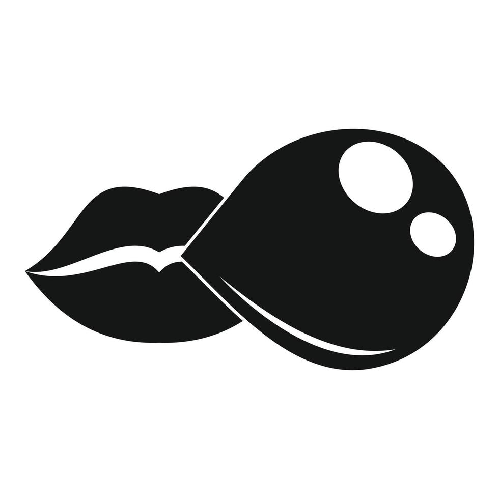 Lips make gum balloon icon, simple style vector