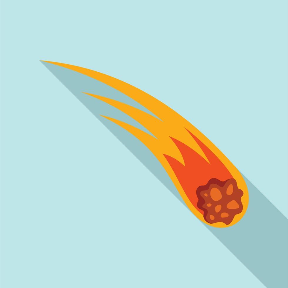 Flame meteorite icon, flat style vector