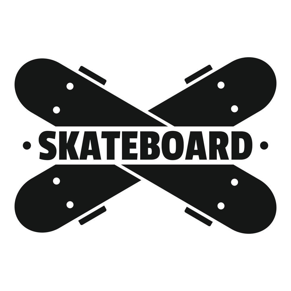 Crossed skateboard logo, simple style vector