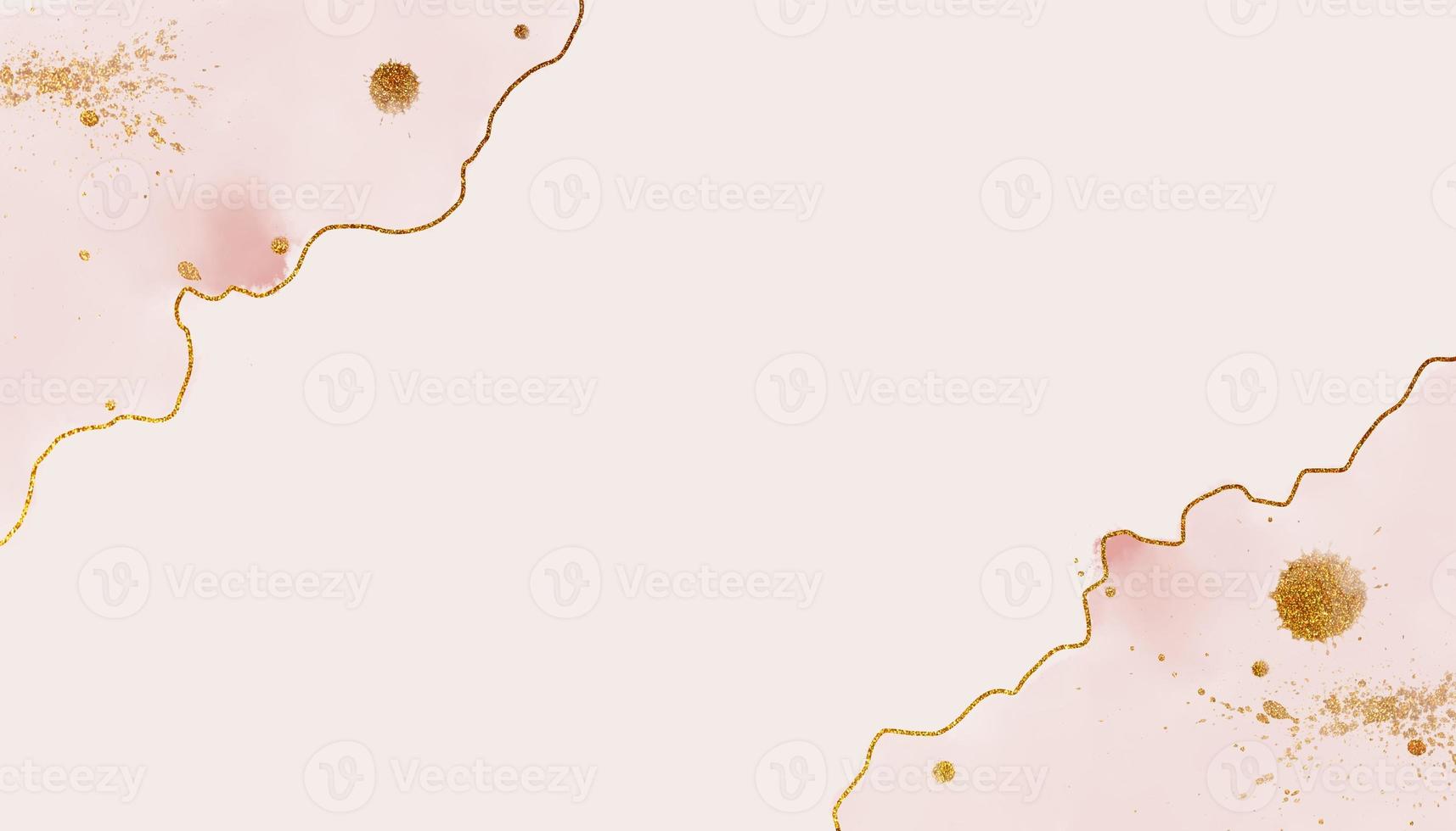 Pink watercolor and gold line with paper texture, background for template. invitation card. greeting card. wedding card photo