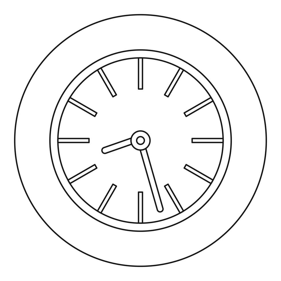 Round clock icon, outline style. vector