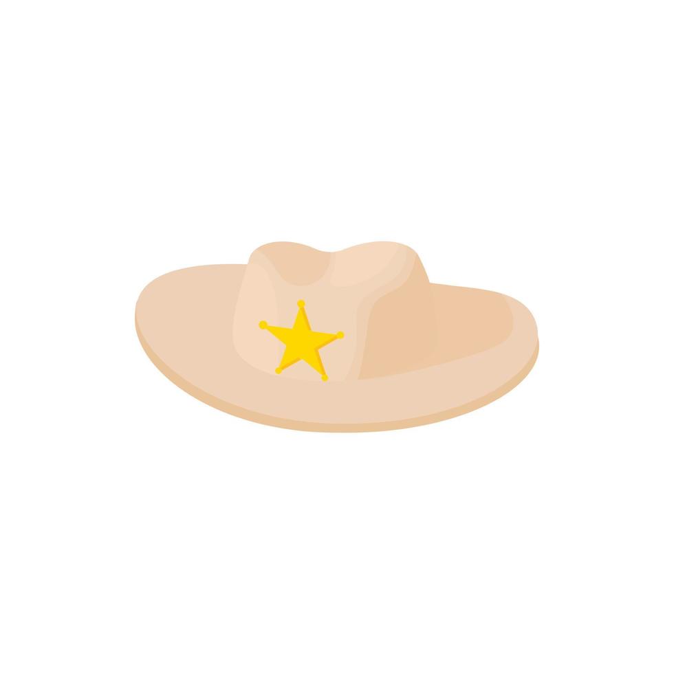 sombrero de vaquero con icono de estrella, estilo de dibujos animados vector