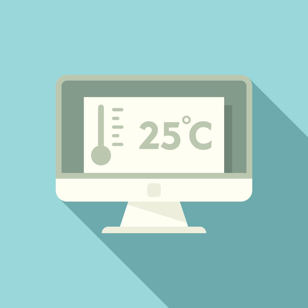 Pc home climate control icon, flat style vector