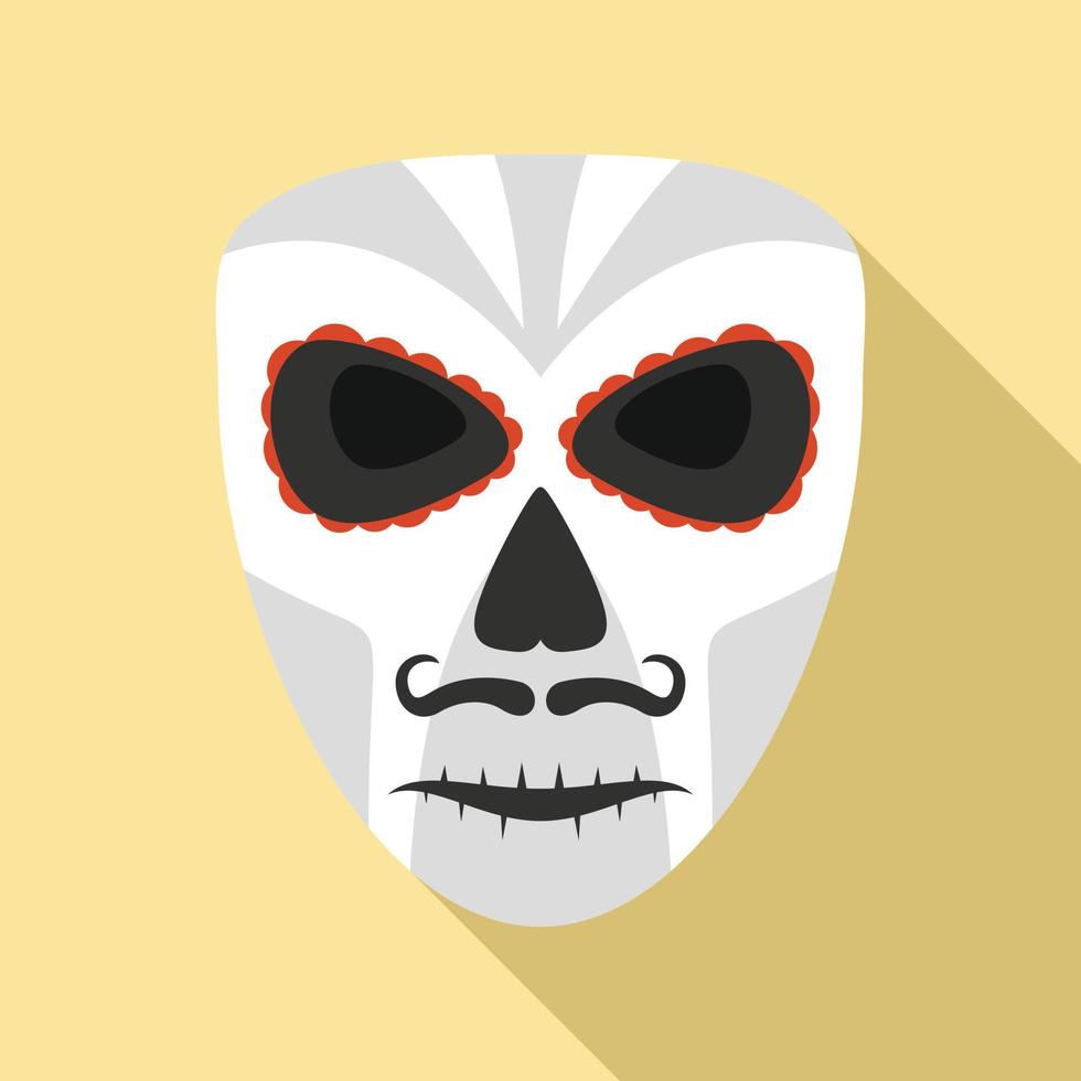 icono de máscara mexicana muerta, estilo plano vector