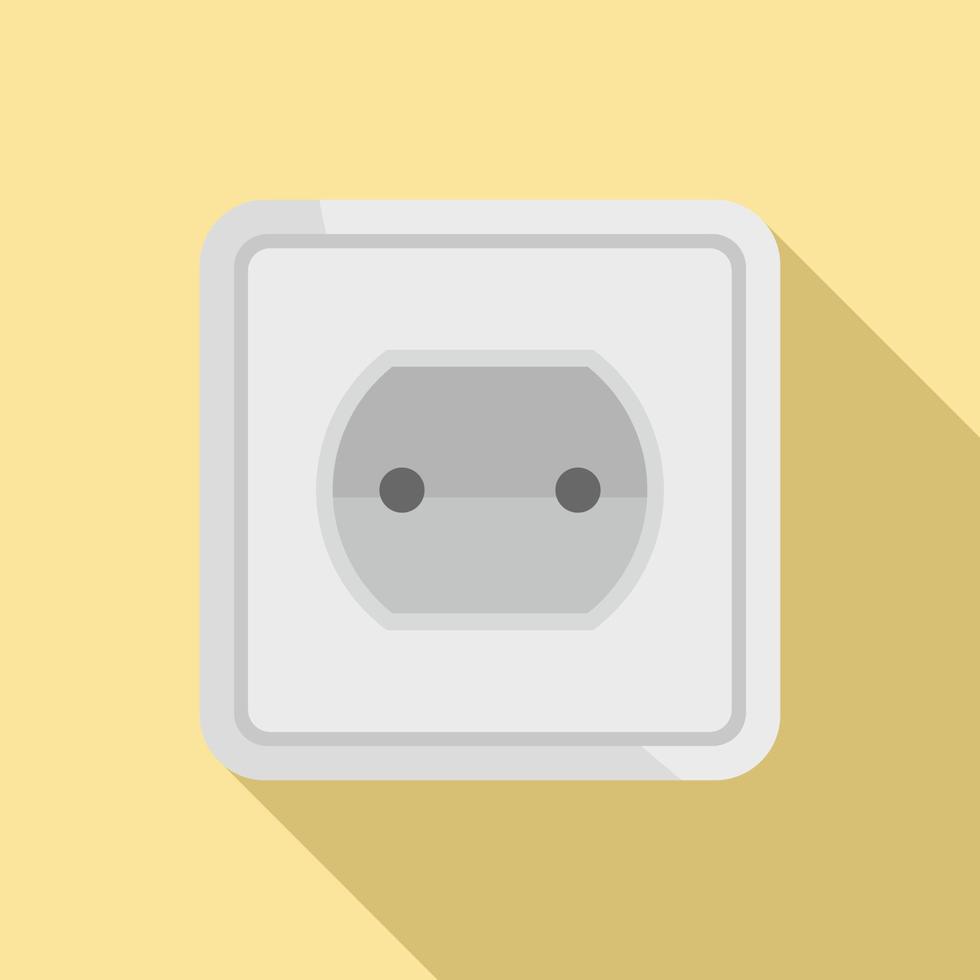 Tech power socket icon, flat style vector
