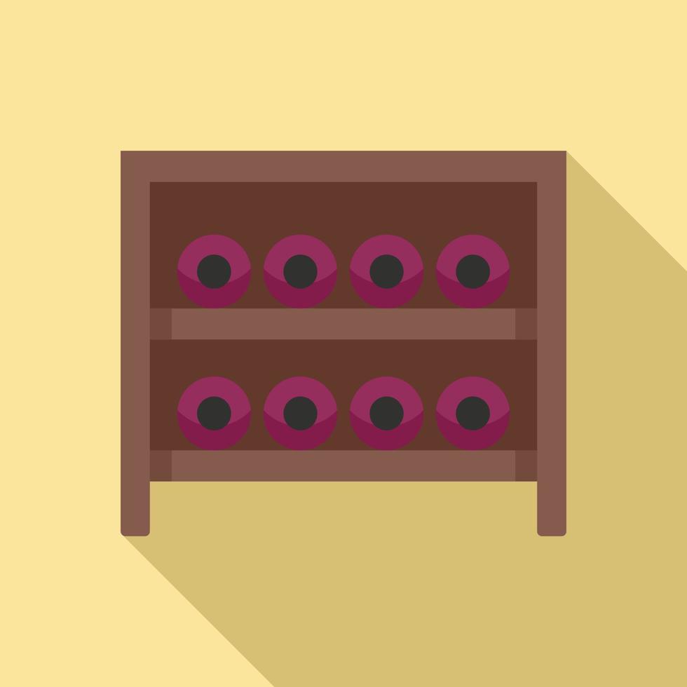 icono de caja de botellas de vino, estilo plano vector