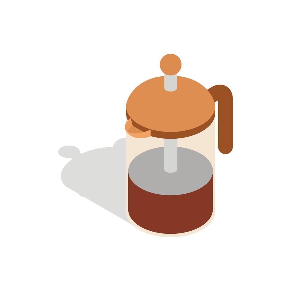 French press coffee maker icon, isometric 3d style vector