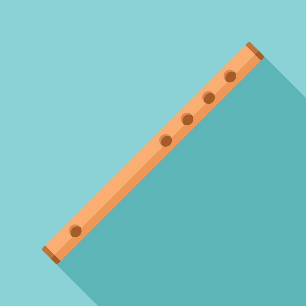 Wood flute icon, flat style vector