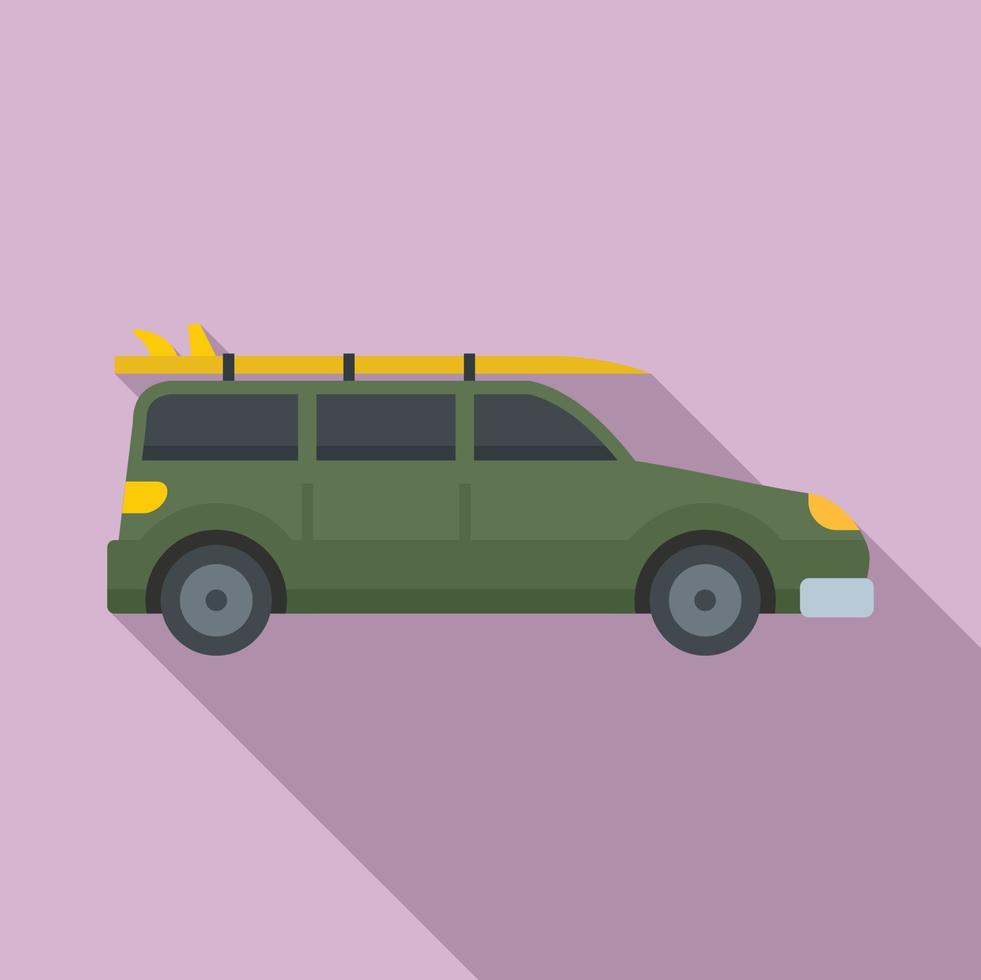 icono de coche de viaje verde, estilo plano vector