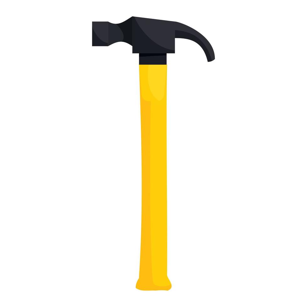 Hammer with yellow handle icon, cartoon style vector