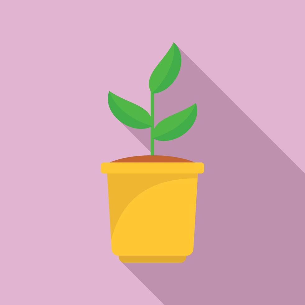 Grow plant pot icon, flat style vector